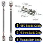 6.3mm spade terminals Cable both sided Red