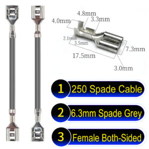 6.3mm spade terminals Cable both sided Red