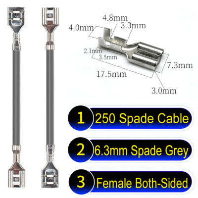 6.3mm spade terminals Cable both sided Red