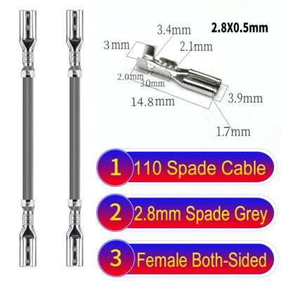 2.8mm both sided spade cable Grey