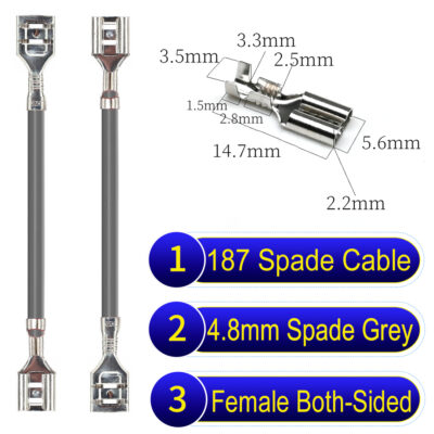 4.8mm spade terminal Cable both sided Grey