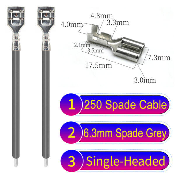 6.3mm spade terminals Cable Single-Sided Red