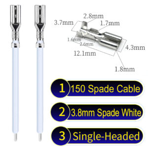 3.8mm spade connectors Single-Headed Cable White for wiring projects