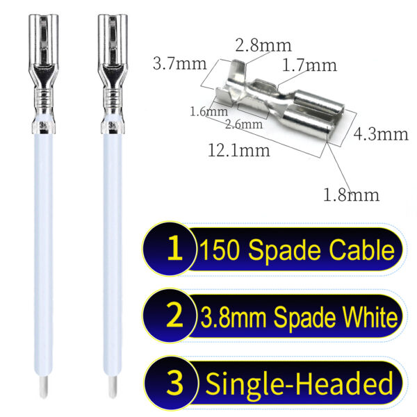 3.8mm spade connectors Single-Headed Cable White for wiring projects