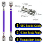 6.3mm spade terminals Cable both sided Red