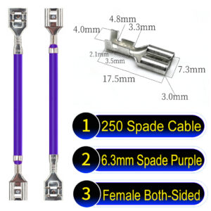 6.3mm spade terminals Cable both sided Red