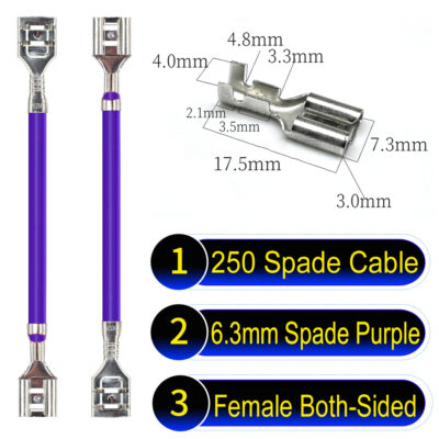 6.3mm spade terminals Cable both sided Red