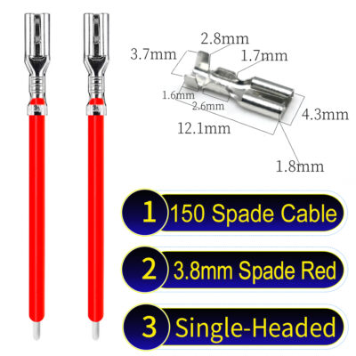 3.8mm spade connectors Single-Headed Cable Red for wiring projects