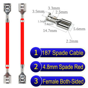 4.8mm spade terminal Cable both sided Red