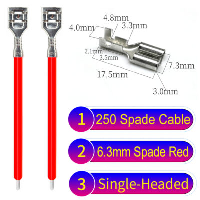 6.3mm spade terminals Cable Single-Sided Red