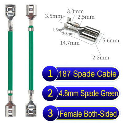 4.8mm spade terminal Cable both sided Green
