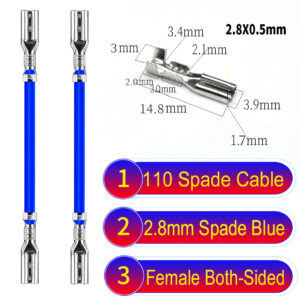 2.8mm both sided spade cable Blue