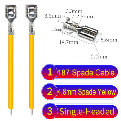4.8mm single-head spade terminal Cable Single-Sided Yellow