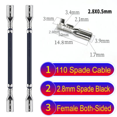 2.8mm both sided spade cable Black