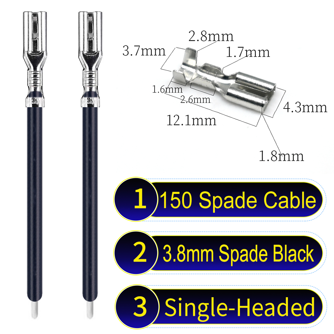 3.8mm Single-Head Spade Cable Black Connectors 3.8mm spade connectors Single-Headed Cable Black for wiring projects
