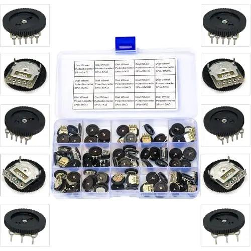 Dial Wheel Potentiometer PCB Mount Assortment Kit 2