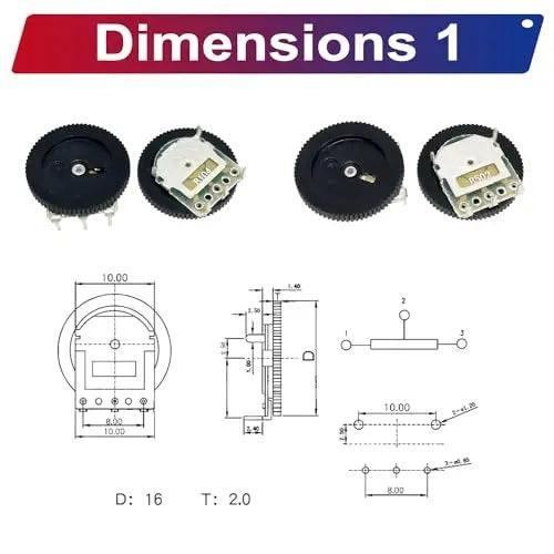 Dial Wheel Potentiometer PCB Mount Assortment Kit 6