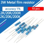 10pcs 3W Metal Film Resistor 2R 20R 200R 2K 20K 200K 2 20 200 Ohm R K 1% Five-Color Ring Resistance 0.1R-910K - Image 2