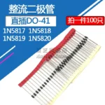 1N5819 Schottky Diode 1N5817 1N5818 1A/20V 3A/20V Straight Plug DO-41 1N5820