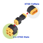 XT60 / T plug 2 Male to 1 Female / 1-Male to 2-Female Connector Parallel Adapter for Car Plane Heli Lipo Battery ESC - Image 4