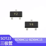 100pcs SMD BZX84C12 BZX84C15 Screen Printing Y2/Y4 Package SOT-23 Transistor 12v 15v BZX84C16 BZX84C18 BZX84C20 BZX84C22