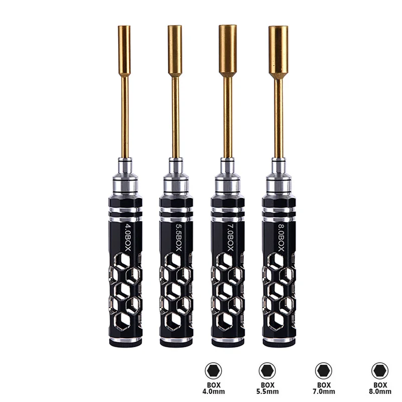 H4f435d029d16475e94d21833d60e2e2e2.webp 4Pcs 4.0 5.5 7.0 8.0 Hex Driver Set Allen Screwdriver RC Tools Flat Head Hexagon Screw Drivers Wrench Tool Kit for RC Quadcopter - Image 1