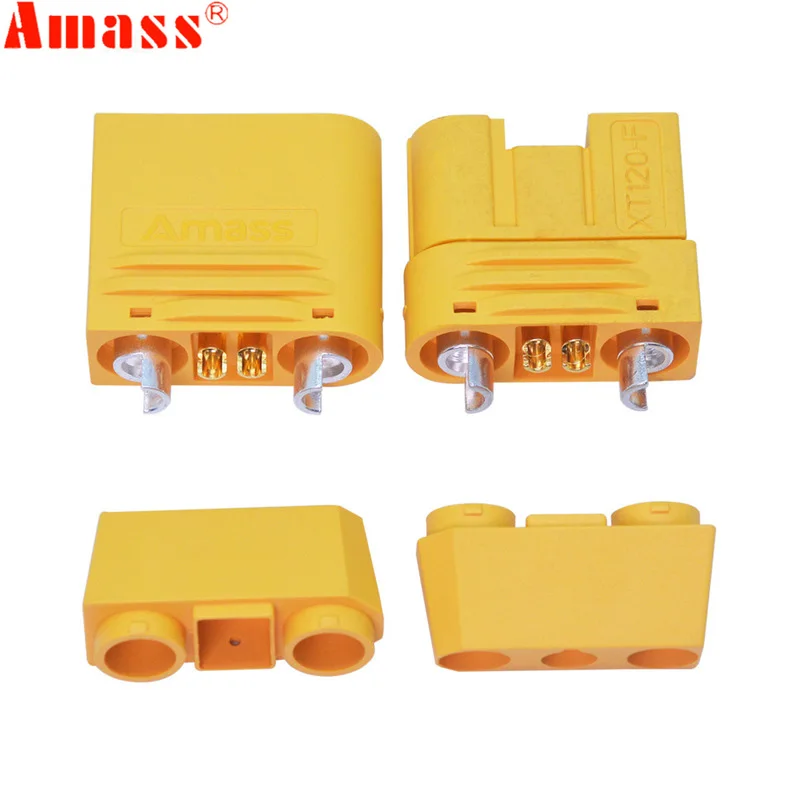 H79034cce13e94024a8059a6676e13af52.webp 1 Pair Amass XT120 (2+2) 60A Large Current Lipo Battery Connector Male Female Sheathed Plug with Signal Pin for RC UAV FPV Drone - Image 1