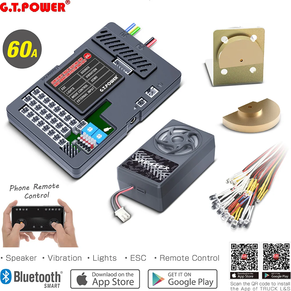 H7c40aaf66e084871aedb24703eb46ad70.webp G.T.Power Container Truck Lighting And Voice Vibration System PRO With 60A ESC Output For RC Car Accessories Parts - Image 1