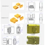 1 Pair Amass XT120 (2+2) 60A Large Current Lipo Battery Connector Male Female Sheathed Plug with Signal Pin for RC UAV FPV Drone - Image 6