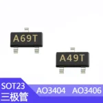 100pcs AO3404 SMD Transistor AO3406 Printing A49T/A69T N-channel SOT-23 MOS Field Effect Tube - Image 2