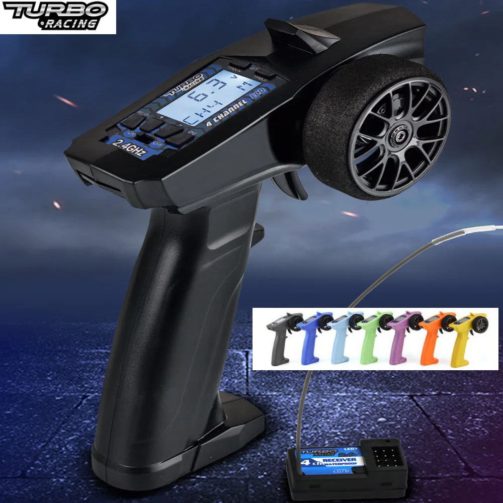 H88d7b0c1650642829db06597f74dcb8b0.webp P32 Turbo Racing 91803G-C 2.4G 4CH VT system LCD Display Radio Transmitter Remote Controller with Receiver for RC Car Boat - Image 1