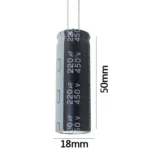 450V220UF volume 18x50mm 450v 220uf aluminum electrolytic capacitor 220mfd 220mf 220uf 450vdc 450wv 2.2uf 3.3uf 4.7uf 6.8uf 10uf