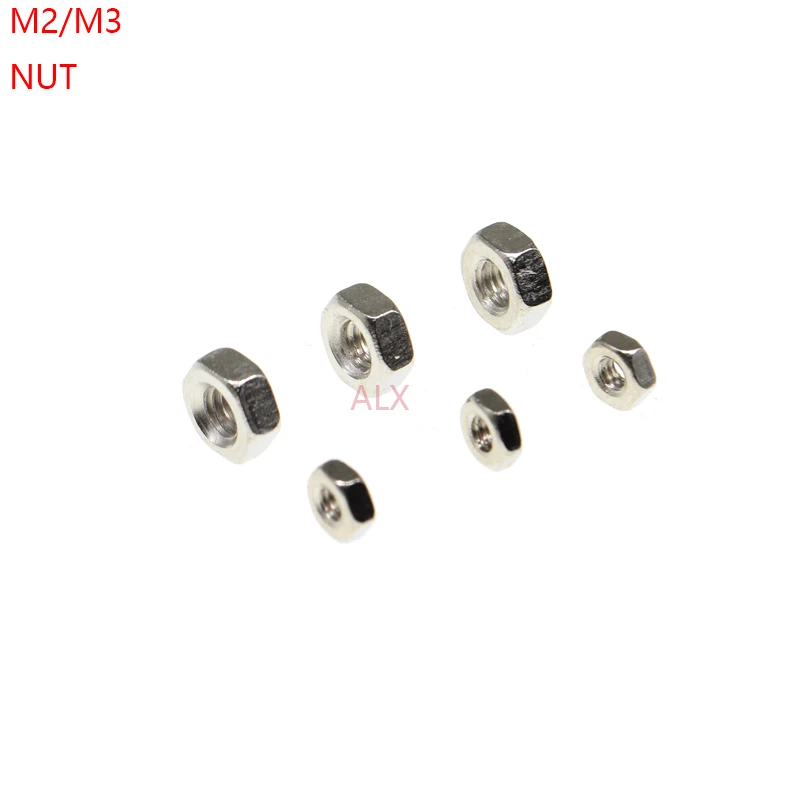 100PCS Metric thread DIN934 M2 M3 304 Stainless Steel Hex Nuts