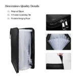 Portable Fireproof Water Resistant Document Bag Large Capacity Money File Folder Safe Bag with A4 Size 12 Pockets Zipper Closure - Image 14