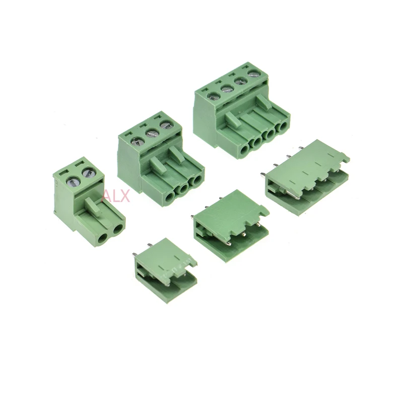 10Sets 2edg 2/3/4/5/6/7/8/9 Pin Screw Terminal Block Connector 5.08mm Pitch Plug + Straight Pin Header Socket For Pcb 2p 3p 4p