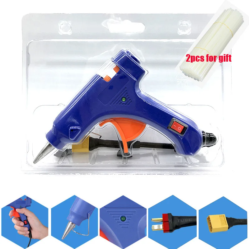 HTB1UneXRVzqK1RjSZFCq6zbxVXaA.webp 3S 12V Hot Melt Glue Gun W/ 2x 7MM*200MM Glue Sticks DIY Thermo Mini Adhesive Glue gun Repair Heat Tools for RC DIY Toys - Image 1