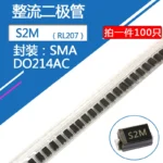 100pcs SMA S2M Rectifier Diode SMD Package DO-214AC 2A/1000V 2A/1000V RL207 - Image 2