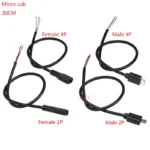 DIY 30CM MICRO USB male plug female jack connector with wire 2PIN 4pin usb cable Charging line Welding Type 2p 4p