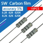 10pcs 5W 8R2 82R 820R 8K2 82K 820K 8.2 82 820 R K Ohm 1R-1M Carbon Film Resistor 5% - Image 2