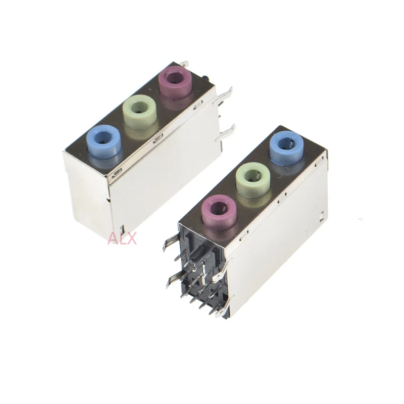 1Pcs PJ306E Headphone Jack 3.5mm 2P 3P red + green + Blue Desktop Computer Motherboard Audio Socket DIY Repair Connector 3.5