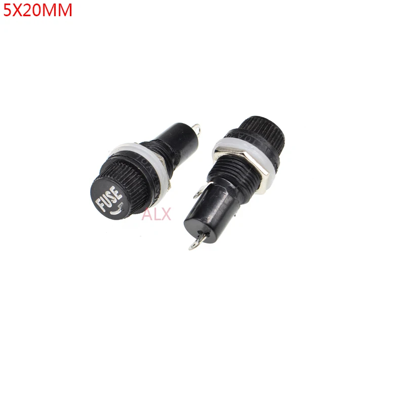 10PCS 5*20MM BLACK GLASS FUSE HOLDER 5*20 insurance tube socket fuseholder for 5X20MM 5X20