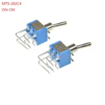 5PCS BLUE MINI MTS-202C4 RIGHT ANGLE Miniature toggle switch PCB Panel Mount 6PIN ON-ON power switche 6A/125V 3A/250V MTS102