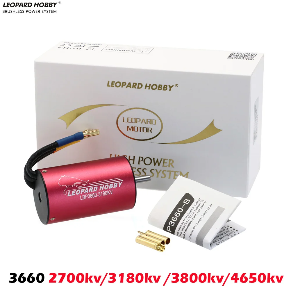 S04f509c71de84c468839456d9d013c36A.webp Leopard Hobby 3660 5.0mm Shaft 2700KV 3180KV 3800KV 4650KV Waterproof Brushless Motor For 1:10 Rc Car Traxxas Slash Wltoys Axial - Image 1
