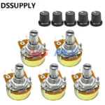 5 Set WH148 15mm 3-Pin Linjär Potentiometer Resistor 1K 2K 5K 10K 20K 50K 100KΩ Ohm för Arduino med AD2 Vit Ratt - Image 3
