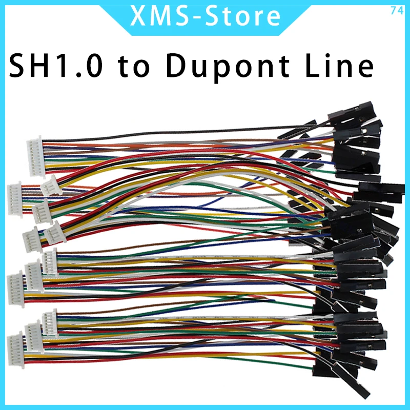10Pcs SH1.0 to Dupont line  electronic wire-2P/3P/4P/5P/6 Pin To 2.54mm Dupont Male/Female Wire Connector Color Cable