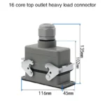 Industrial Rectangular Heavy Duty Connector HDC-HE-4/6/10/16/20/24/32/48 Core Pin 16A Waterproof Aviation Plug top and side - Image 12