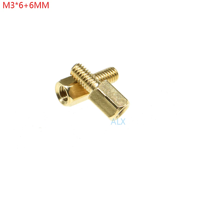 30PCS M3*6+6MM Hex head BRASS Spacing Screws Threaded Pillar PCB STANDOFF SPACER M3 6+6MM Copper Hexagonal Stud Spacer 6+6 6MM