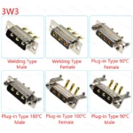 1Pcs 3W3 30A Gold Plated Male Female High Current Power Connector D-Sub Adapter Solder/Plug-in Type 3Pin Plug Jack DB3 Solid Pin - Image 2