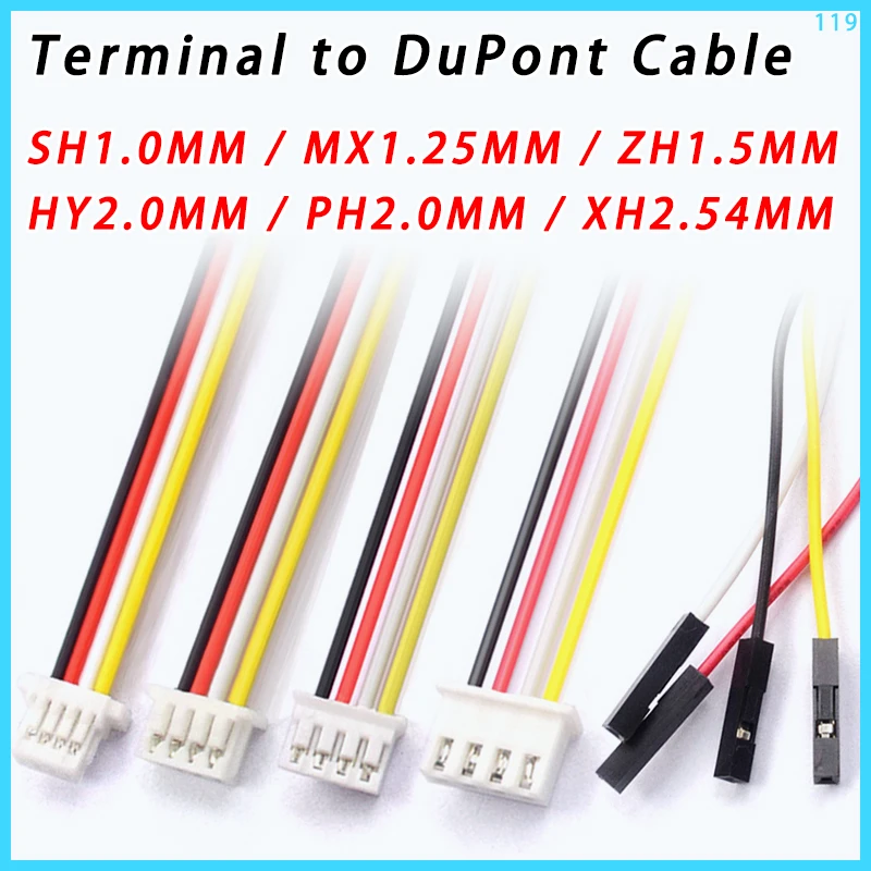 10PCS Dupont Line to SH1.0/MX1.25/ZH1.5/HY2.0/PH2.0/XH2.54 Cable 1P Female 2/3/4/5/6/P 20CM  26AWG 28AWG Jumper Wire