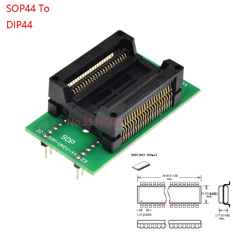 sop44/psop44 To Dip44 sop44/soic44/sa638-b006 Ic Test Socket Programmer Adapter Fast Reading Speed Sop 1.27mm To Dip 2.54mm